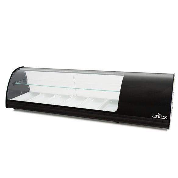 Vitrina refrigerada de tapas PLACA LISA capacidad 6-Gn1/3 DE 2 PISOS color negro 6VTL-NE DOBLE