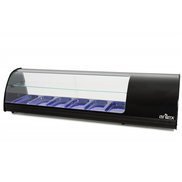 Vitrina refrigerada de tapas PLACA LISA capacidad 6-Gn1/3 DE 2 PISOS color negro 6VTL-NE DOBLE