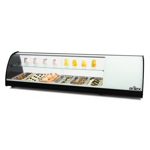 Vitrina refrigerada de tapas PLACA LISA capacidad 6-Gn1/3 DE 2 PISOS color blanco 6VTL-BL DOBLE