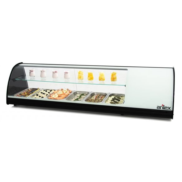 Vitrina refrigerada de tapas PLACA LISA capacidad 6-Gn1/3 DE 2 PISOS color blanco 6VTL-BL DOBLE