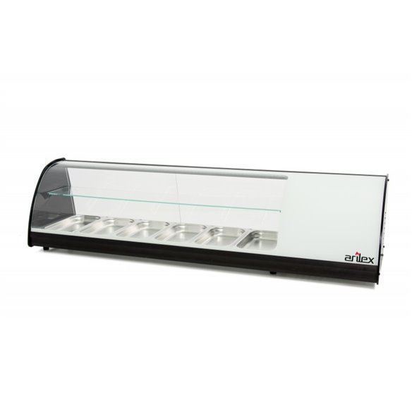 Vitrina refrigerada de tapas PLACA LISA capacidad 6-Gn1/3 DE 2 PISOS color blanco 6VTL-BL DOBLE