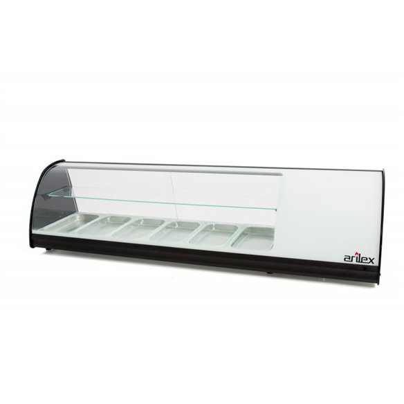 Vitrina refrigerada de tapas PLACA LISA capacidad 6-Gn1/3 DE 2 PISOS color blanco 6VTL-BL DOBLE