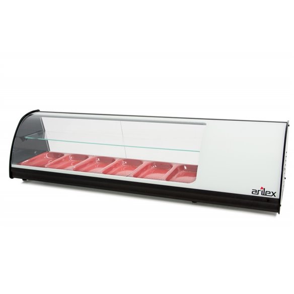 Vitrina refrigerada de tapas PLACA LISA capacidad 6-Gn1/3 DE 2 PISOS color blanco 6VTL-BL DOBLE