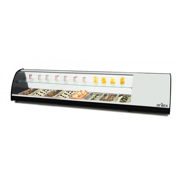 Vitrina refrigerada de tapas PLACA LISA capacidad 8-Gn1/3 DE 2 PISOS color blanco 8VTL-BL DOBLE