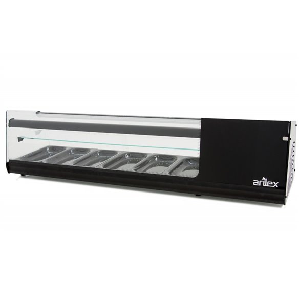 Vitrina refrigerada de tapas PLACA LISA capacidad 6 bandejas 3 pisos GN1/3 color negro 6VTL-NE TRIPLE