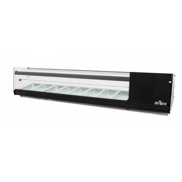 Vitrina refrigerada de tapas PLACA LISA capacidad 6 bandejas 3 pisos GN1/3 color negro 8VTL-NE TRIPLE