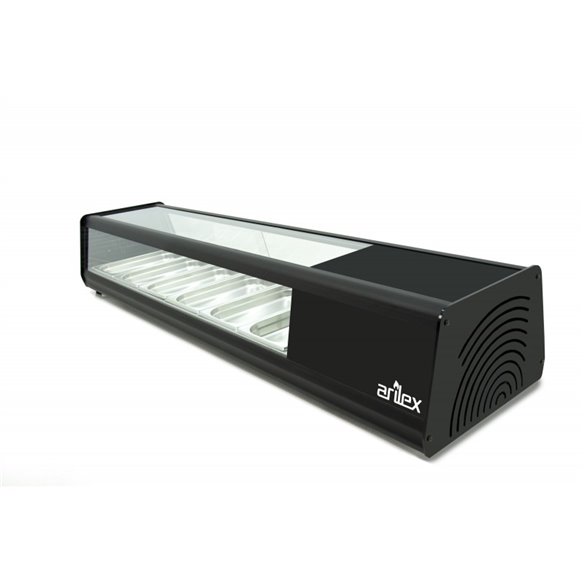 Vitrina refrigerada de tapas ARILEX PLANA 4 bandejas GN1/3 color negro 4VTG-NE