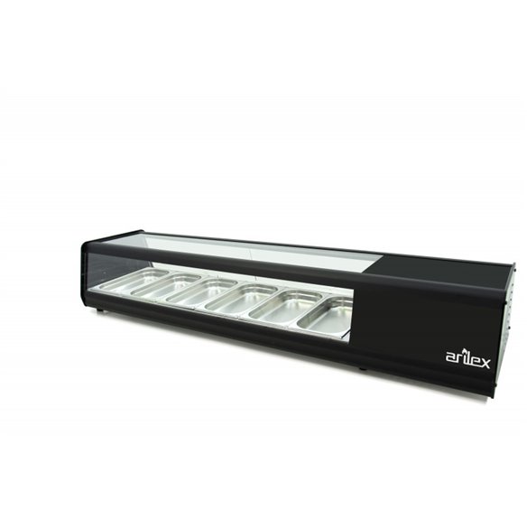 Vitrina PLANA refrigerada de tapas PLACA LISA capacidad 4-GN1/3 color negro 4VTL PLANA