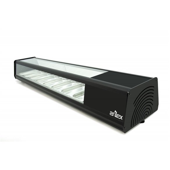 Vitrina PLANA refrigerada de tapas PLACA LISA capacidad 8-GN1/3 color negro 8VTL PLANA