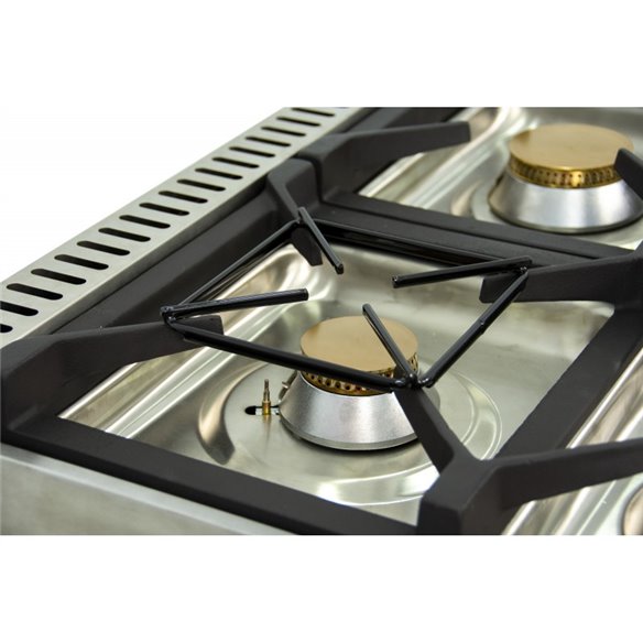 Cocina a gas 4 fuegos con piloto de 2x7,5 +2x5,5 kW con horno GN2/1 termostático de 7,5Kw 80CG70H EASY 700-Z08580CG70H