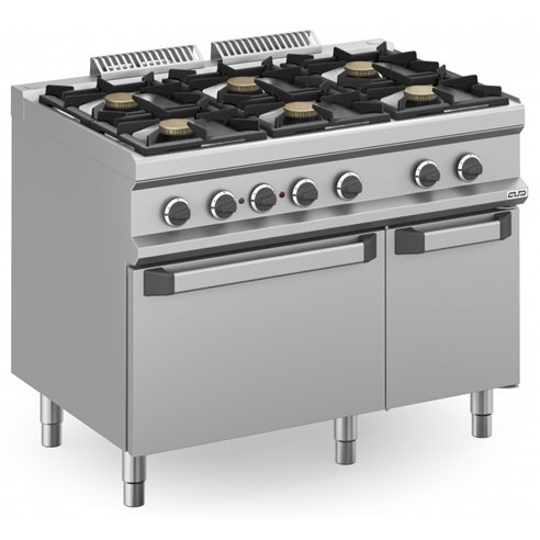 Cocina a gas 6 fuegos 6x5,5 Kw con Horno Eléctrico Estático MFB711AFEXS MAGISTRA PLUS 700