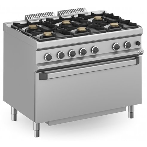 Cocina a gas 6 fuegos 6x5,5 Kw con Horno EXTRA GRANDE a Gas MFB711FGMXS MAGISTRA PLUS 700