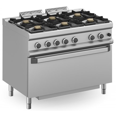 Cocina a gas 6 fuegos 6x7 Kw con Horno EXTRA GRANDE a Gas MFB711FGMXL MAGISTRA PLUS 700