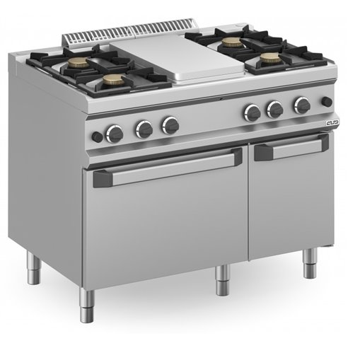 Cocina a gas 4 fuegos 4x7 Kw  y Plancha Central 5,5Kw con Horno a Gas MFB711MFG4XL MAGISTRA PLUS 700