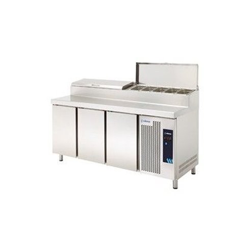 Edenox- Mesa Refrigerada para Preparación de Ensaladas y Pizzas 3 Puertas 9 Cubetas Serie GN 1/1 MPGE2-180-I HC GN1/3 Edenox