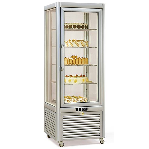 Armario Expositor Refrigerado Especial Pastelería 400 Litros 4 Caras 1 Puerta de Cristal 680x690x1820h mm VERSO-400 Edenox