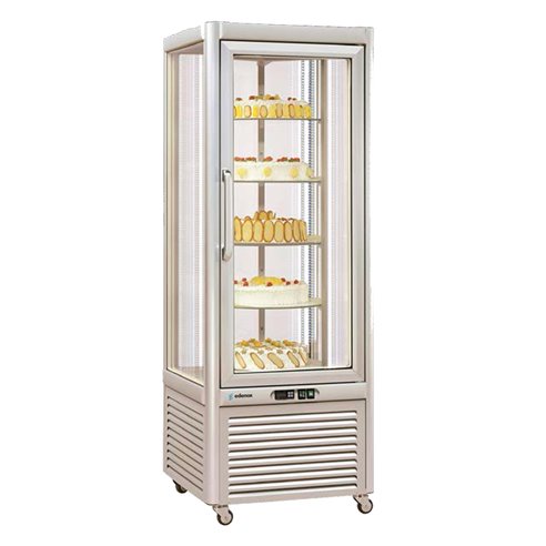 Armario Expositor Refrigerado Especial Pastelería 400 Litros 4 Caras 1 Puerta de Cristal 680x690x1820h mm VERSO-400-R Edenox