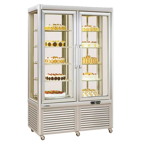 Armario Expositor Refrigerado Especial Pastelería 800 Litros 8 Caras 2 Puertas de Cristal 1270x690x1820h mm VERSO-800-R Edenox