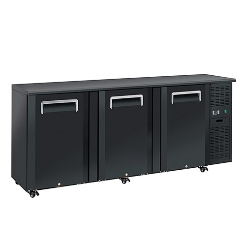 Mostrador Horizontal de Refrigeración Negro 670 Litros 4 Puertas Opaca 2710x515x860h mm QB400 Eurofred