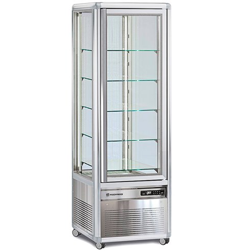 Armario Expositor de Refrigeración Especial Pastelería 350 Litros 4 Caras 1 Puerta de Cristal 595x658x1810h mm Snelle 350 G New 