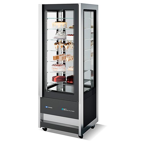 Armario Expositor de Refrigeración Pastelería 373 Litros 4 Caras 1 Puerta de Cristal 750x745x2062h mm RV 75 TN Eurofred