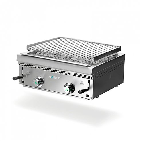 Parrilla en Acero Inoxidable a Gas de Piedra Volcánica Serie Bras Grill 600x550x255h mm MAINHO PBI-60 