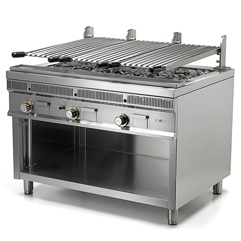 Parrilla de Acero Inoxidable a Gas de Piedra Volcánica Modular  Serie Royal Grill 800x900x850h mm MAINHO PSI-80 