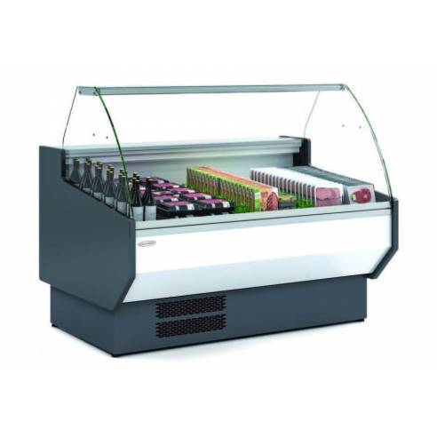 Vitrina Refrigerada Cristal Curvo Fondo 1100 dim.1055x1100x1235h mm Línea Córdoba VED-10-10-C-TF