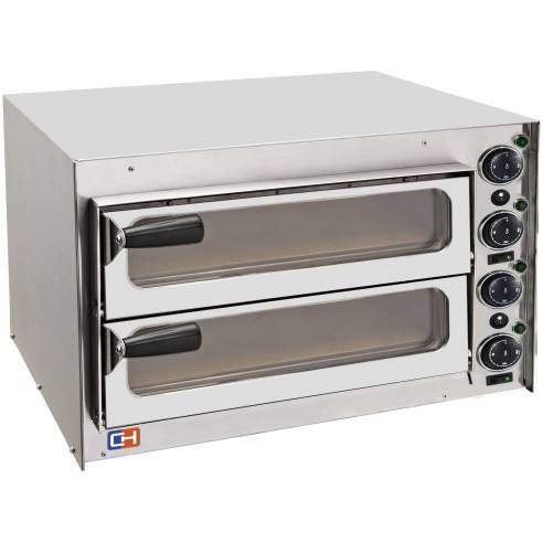 Horno Eléctrico de Pizza Compacto 2 pizza diámetro 35 cm AVEIRO FP35PV con puerta de cristal