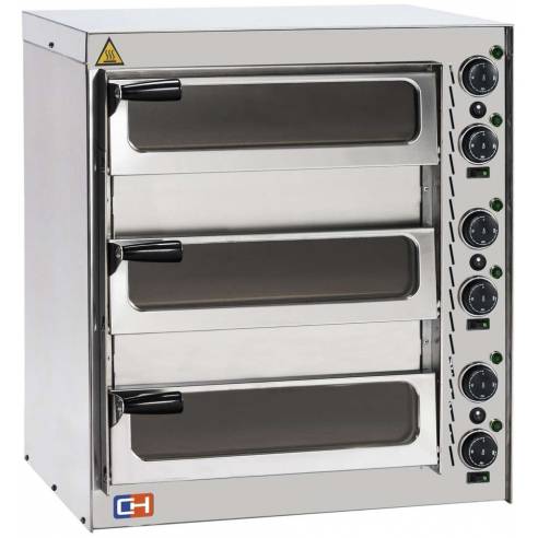 Horno Eléctrico de Pizza Compacto 3 pizza diámetro 35 cm AVEIRO FP52PV con puerta de cristal