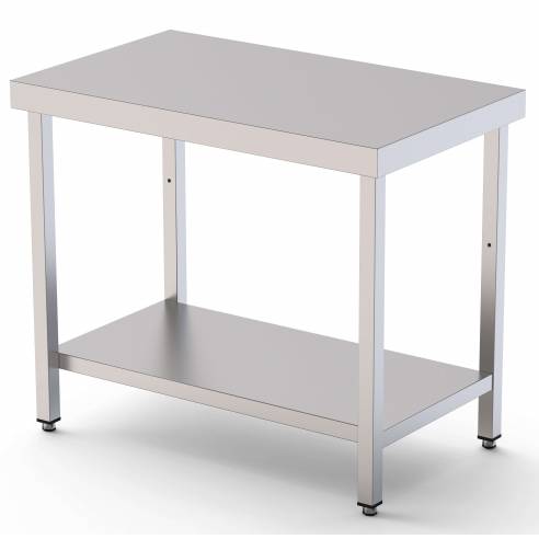 Mesa de Trabajo Acero inoxidable Central Con 1 Estante 1000x600x850h mm WTC160100S1