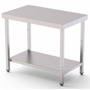 Mesa de Trabajo Acero inoxidable Central Con 1 Estante 1800x600x850h mm WTC160180S1