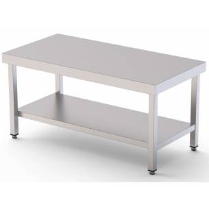 Mesa de Trabajo Acero Inoxidable Baja Central Con 1 Estante 1500x600x600h mm WTC260150S1