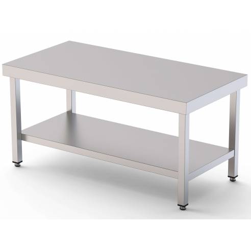 Mesa de Trabajo Acero Inoxidable Baja Central Con 1 Estante 1500x600x600h mm WTC260150S1