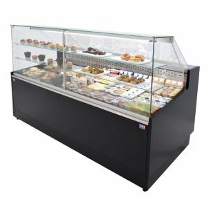 Vitrina Refrigerada Pastelería de 1 metro Fondo 973 mm Frío Estático - Exposición Inoxidable - 2 Estantes Línea CORDOBA VRE-100-