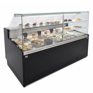 Vitrina Refrigerada Pastelería de 1,5 metros Fondo 973 mm Frío Estático - Exposición Inoxidable - 2 Estantes Línea CORDOBA VRE-1