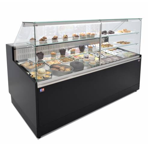 Vitrina Refrigerada Pastelería de 1,5 metros Fondo 973 mm Frío Estático - Exposición Inoxidable - 2 Estantes Línea CORDOBA VRE-1