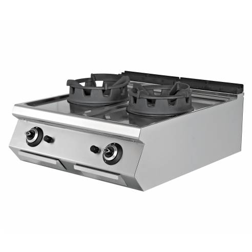 Clima Hosteleria- Cocina Wok a Gas Sobremesa 2 fuegos 2 x 18 kW 800x730x300h mm EMPPLS7WK020 Línea 700 Estambul