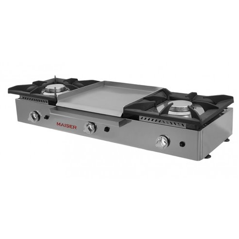 Hostelbar- Cocina a gas 2 fuegos con plancha 40 laminada CG24L