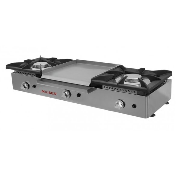 Hostelbar- Cocina a gas 2 fuegos con plancha 40 laminada CG24L