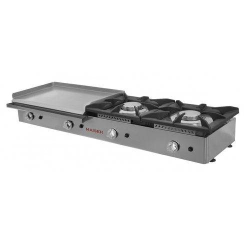 Hostelbar- Cocina a gas 2 fuegos con plancha 60 laminada CG26L