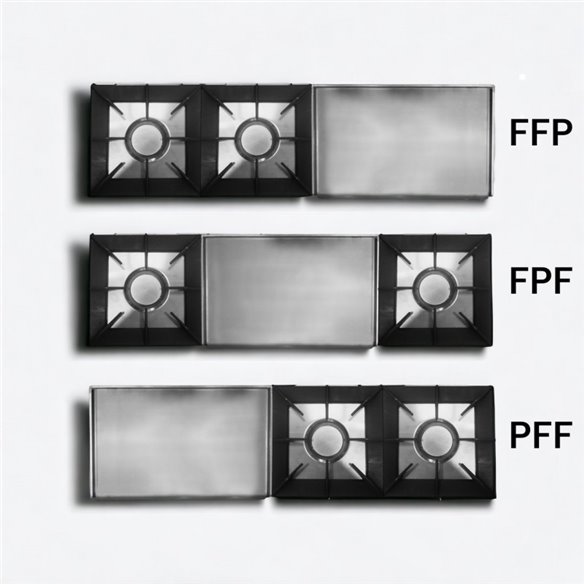 Cocina a gas 2 fuegos con plancha 60 rectificada