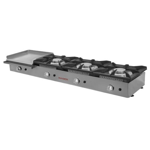 Hostelbar- Cocina a gas 3 fuegos con plancha 40 laminada CG34L