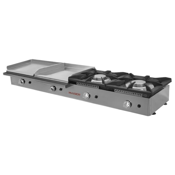 Hostelbar- Cocina a gas 2 fuegos con planchas mixtas CG244LKR