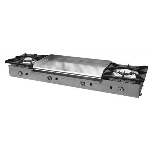 Hostelbar- Cocina a gas 2 fuegos con plancha 80 cromo duro CG28KR