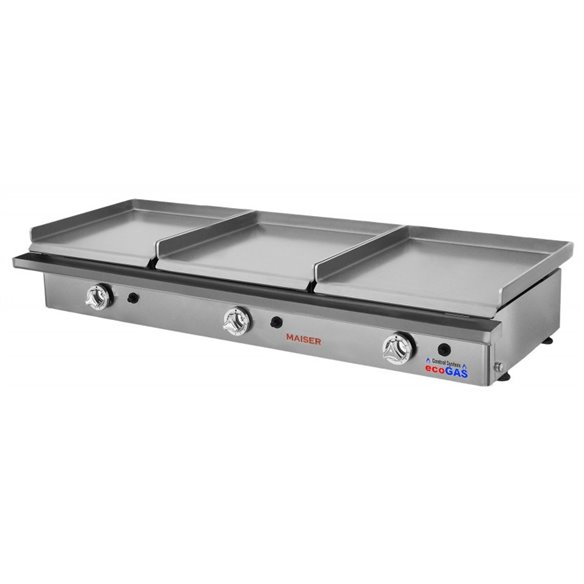 Hostelbar- Plancha porfesional a Gas ECOGAS triple placa 40 acero laminado EG40X3