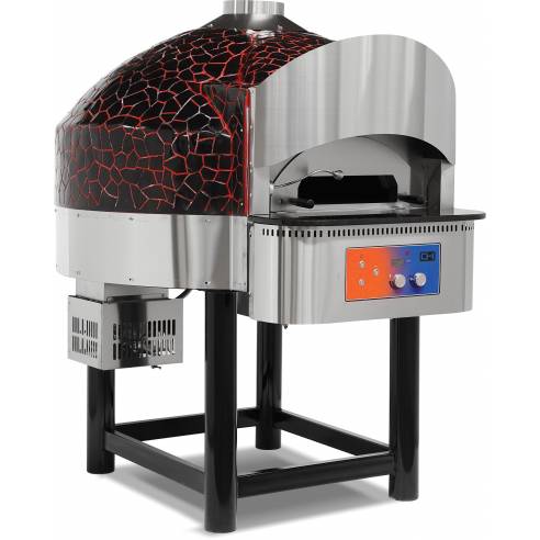 Clima Hosteleria- Horno de Pizza a Gas con Base de Piedra rotativa 6 pizzas de Diámetro 300 mm EMPSPO04 Línea Estambul