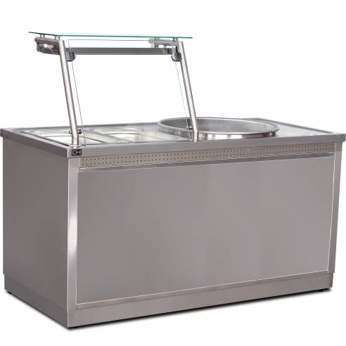 Clima Hosteleria- Freidora Eléctrica para churros 1400X700X850/1320h mm con 1 caldero de 500mm y 2 bandejas GN1/1 Línea Estam...